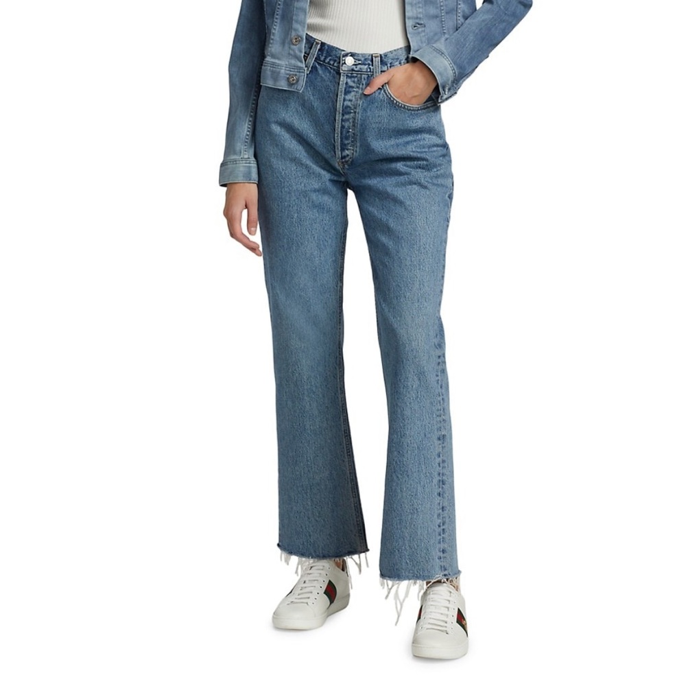 Agolde Raw Hem Relaxed Bootcut Jean in Static